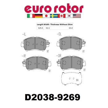 2020 Nissan Kicks Disc Brake Pad Front Eurorotor ID2038H image 1 of 1