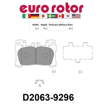 2019 Lexus LC500h Disc Brake Pad Rear Eurorotor ID2063 image 1 of 1