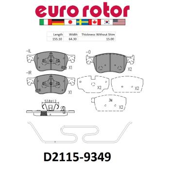 2024 Acura Integra Disc Brake Pad Front Eurorotor ID2115H image 1 of 1