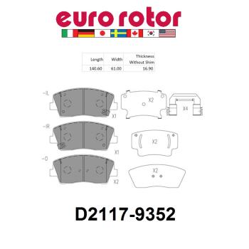2019 Genesis G70 Disc Brake Pad Front Eurorotor ID2117 image 1 of 1