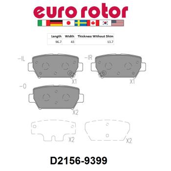 2020 Mitsubishi Eclipse Cross Disc Brake Pad Rear Eurorotor ID2156 image 1 of 1