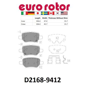 2018 Buick Encore Disc Brake Pad Rear Eurorotor ID2168H image 1 of 1