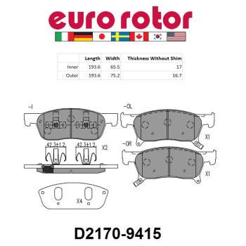 2023 Subaru Ascent Disc Brake Pad Front Eurorotor ID2170 image 1 of 1