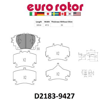 2021 Toyota Corolla Disc Brake Pad Rear Eurorotor ID2183H image 1 of 1