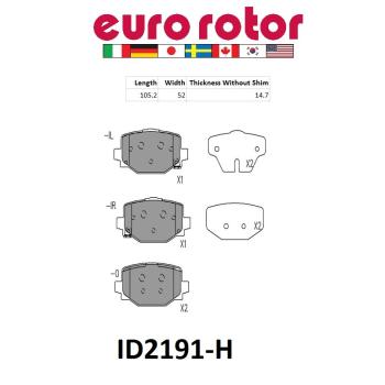 2023 Infiniti QX55 Disc Brake Pad Rear Eurorotor ID2191H image 1 of 1