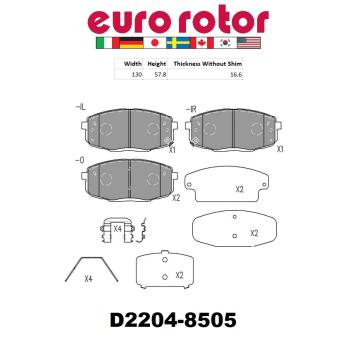 2020 Hyundai Elantra GT Disc Brake Pad Front Eurorotor ID2204H image 1 of 1