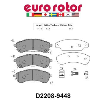 2023 Ford Ranger Disc Brake Pad Rear Eurorotor ID2208H image 1 of 1