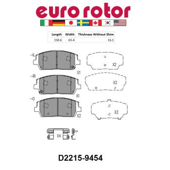 2021 Hyundai Palisade Disc Brake Pad Front Eurorotor ID2215H image 1 of 1