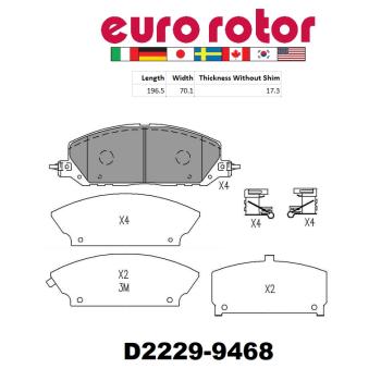 2024 Ford Explorer Disc Brake Pad Front Eurorotor ID2229H image 1 of 1