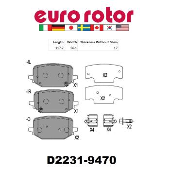 2024 Ford Explorer Disc Brake Pad Rear Eurorotor ID2231H image 1 of 1