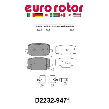 2024 Ford Explorer Disc Brake Pad Rear Eurorotor ID2232H image 1 of 1