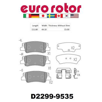 2021 Hyundai Sonata Disc Brake Pad Rear Eurorotor ID2299H image 1 of 1