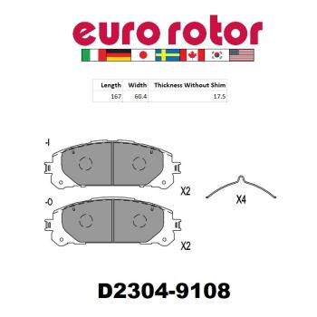 2023 Lexus RX350h Disc Brake Pad Front Eurorotor ID2304H image 1 of 1