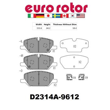 2021 Cadillac XT4 Disc Brake Pad Front Eurorotor ID2314AH image 1 of 1