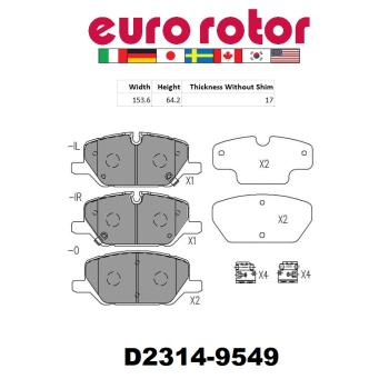 2023 Cadillac CT5 Disc Brake Pad Front Eurorotor ID2314H image 1 of 1