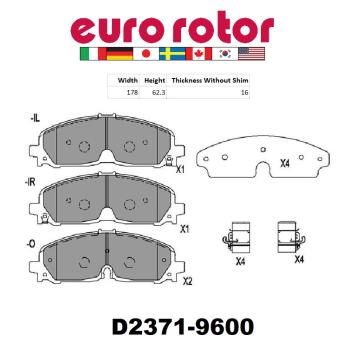 2020 Buick Enclave Disc Brake Pad Front Eurorotor ID2371H image 1 of 1