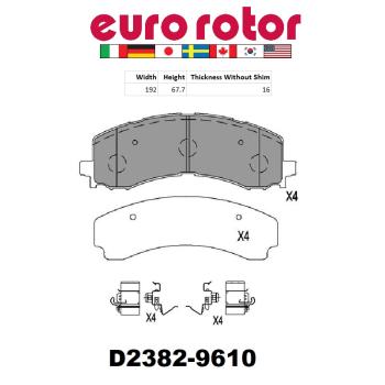 2022 Lincoln Navigator Disc Brake Pad Front Eurorotor ID2382H image 1 of 1
