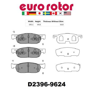 2024 Acura MDX Disc Brake Pad Front Eurorotor ID2396 image 1 of 1