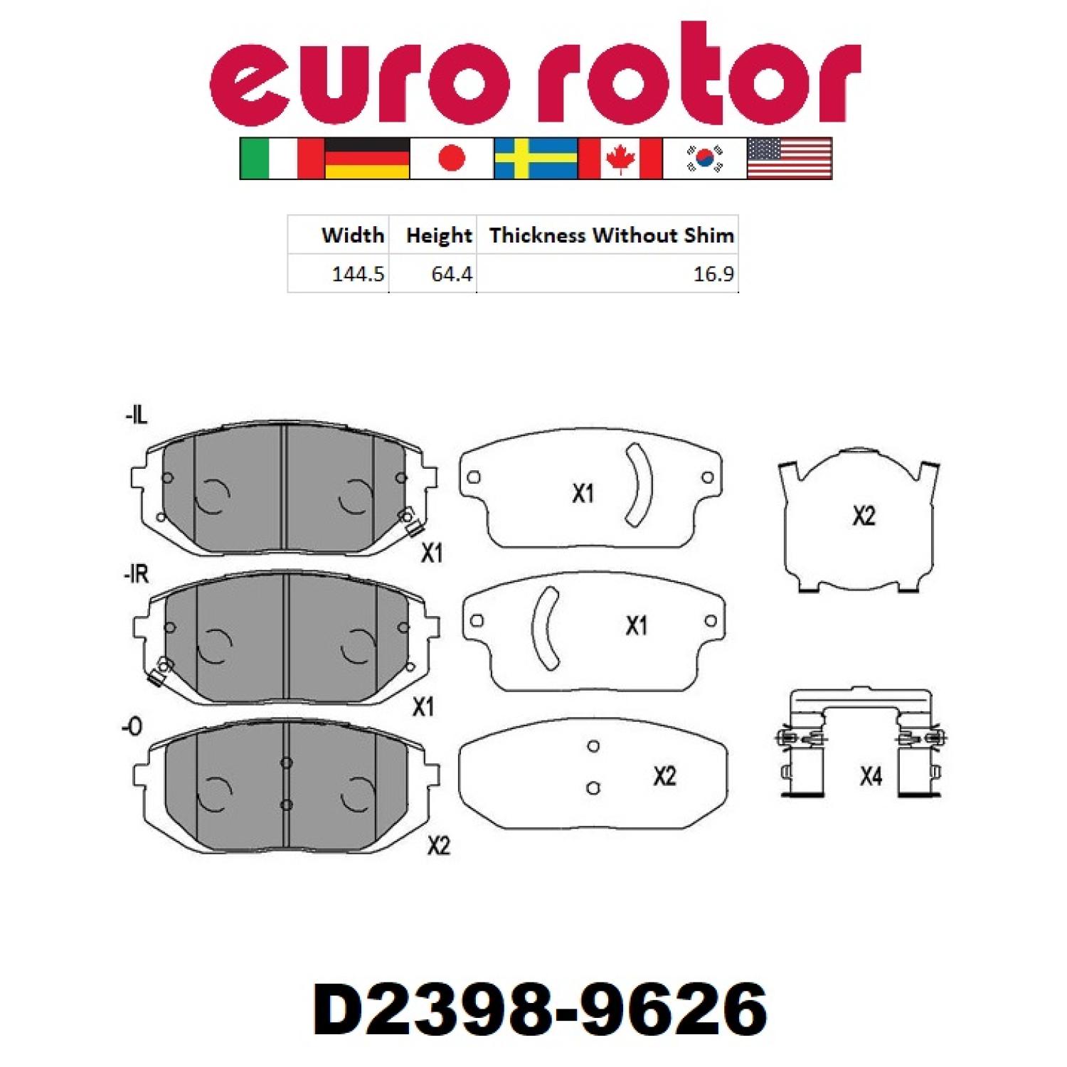 Eurorotor ID2398H Disc Brake Pad product image 1 of 1
