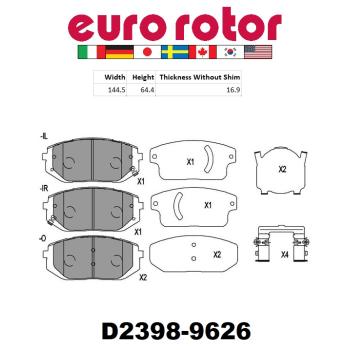 2023 Kia EV6 Disc Brake Pad Front Eurorotor ID2398H image 1 of 1
