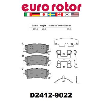 2022 Ford Mustang Disc Brake Pad Rear Eurorotor ID2412H image 1 of 1