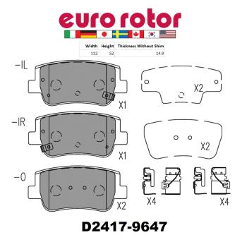 2023 Kia K5 Disc Brake Pad Rear Eurorotor ID2417H image 1 of 1