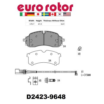 2021 Ford Transit-150 Disc Brake Pad Front Eurorotor ID2423HS image 1 of 1