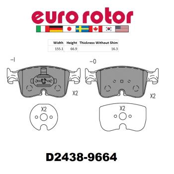 2023 Audi A3 Disc Brake Pad Front Eurorotor ID2438 image 1 of 1