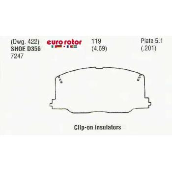 1988 Toyota Celica Disc Brake Pad Front Eurorotor ID356 image 1 of 1