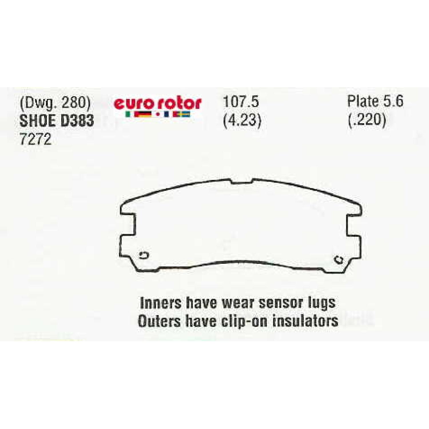 Eurorotor ID383 - Disc Brake Pad Eurorotor ID383 Disc Brake Pad product image 1 of 1