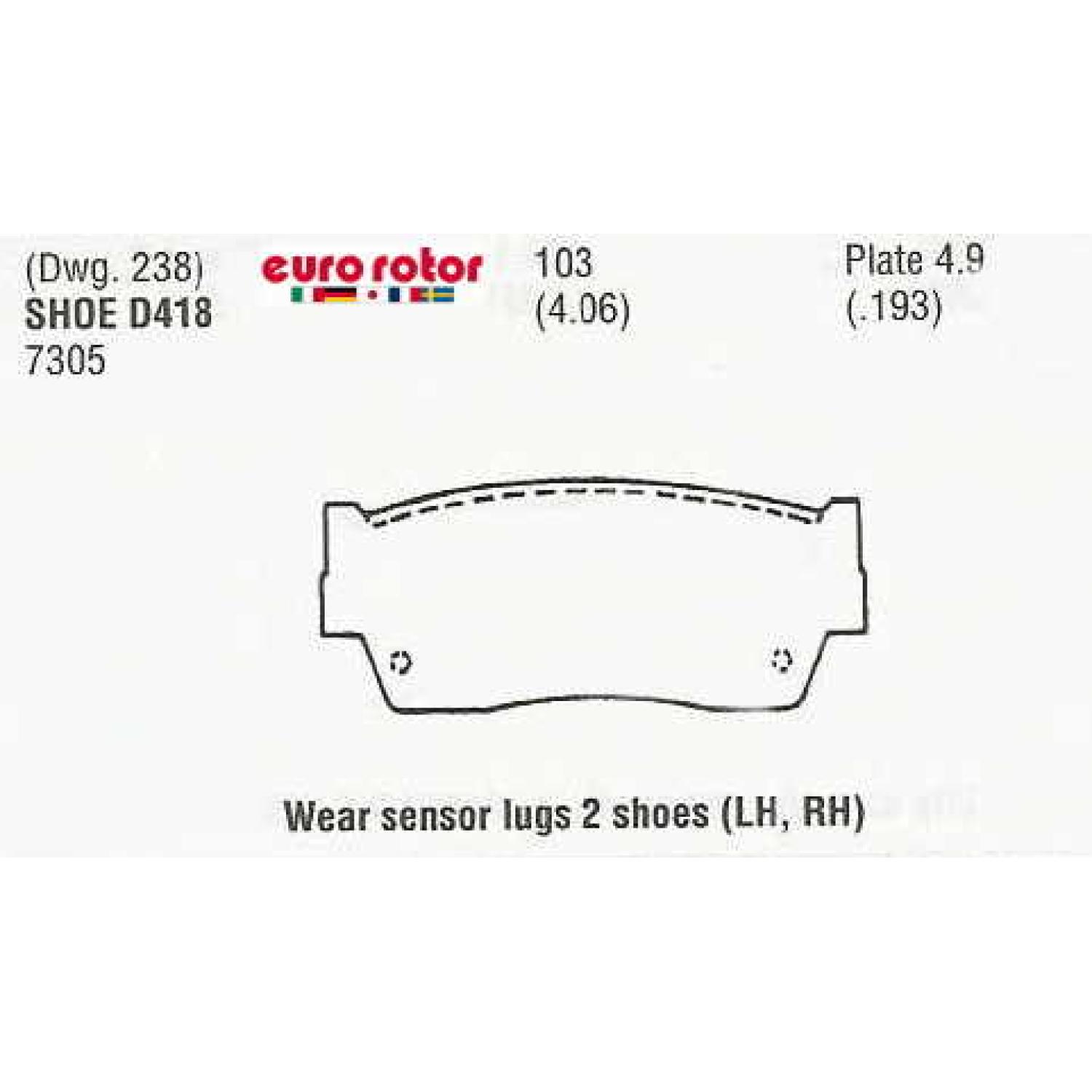 Eurorotor ID418H - Disc Brake Pad Eurorotor ID418H Disc Brake Pad product image 1 of 1