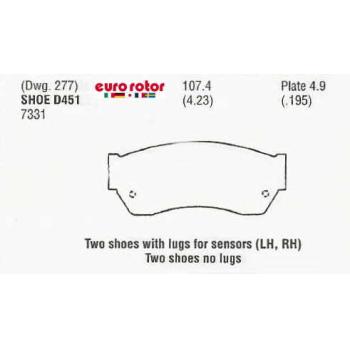 1999 Pontiac Firefly Disc Brake Pad Front Eurorotor ID451 image 1 of 1
