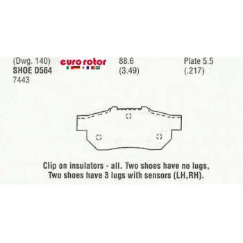 2000 Acura Integra Disc Brake Pad Rear Eurorotor ID564H image 1 of 1