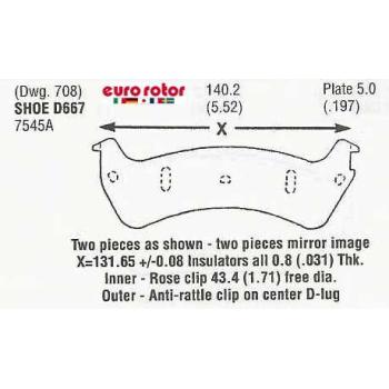 2000 Mercury Mountaineer Disc Brake Pad Rear Eurorotor ID667 image 1 of 1