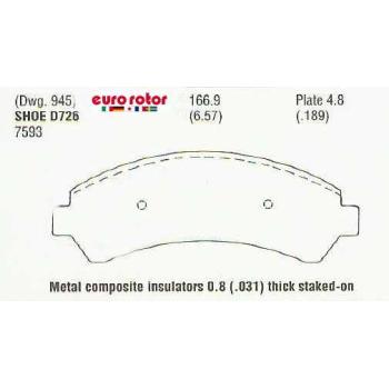1998 Oldsmobile Bravada Disc Brake Pad Front Eurorotor ID726 image 1 of 1