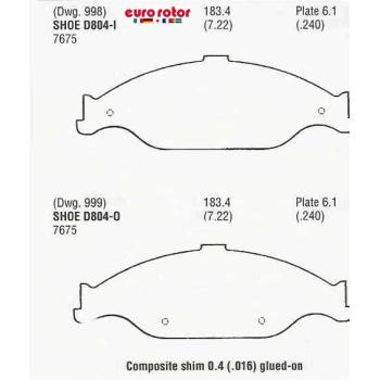 2002 Ford Mustang Disc Brake Pad Front Eurorotor ID804H image 1 of 1