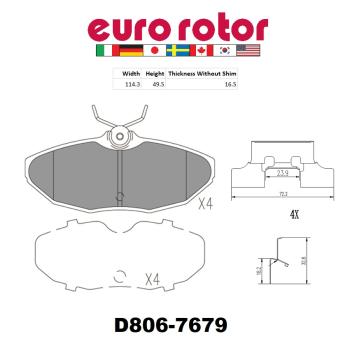 2002 Ford Thunderbird Disc Brake Pad Rear Eurorotor ID806 image 1 of 1