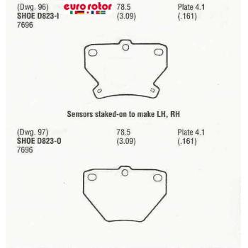 2003 Toyota Matrix Disc Brake Pad Rear Eurorotor ID823H image 1 of 1