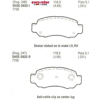 2001 Honda Insight Disc Brake Pad Front Eurorotor ID832 image 1 of 1