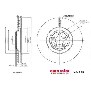 2014 Jaguar XF Disc Brake Rotor Front Eurorotor JA175 image 1 of 1