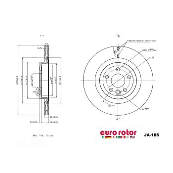 2017 Jaguar F-Pace Disc Brake Rotor Rear Eurorotor JA186 image 1 of 1