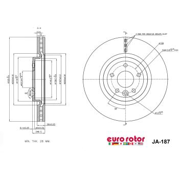 2017 Jaguar XF Disc Brake Rotor Front Eurorotor JA187 image 1 of 1