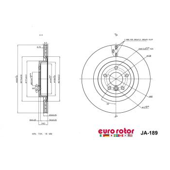 2017 Jaguar XF Disc Brake Rotor Rear Eurorotor JA189 image 1 of 1