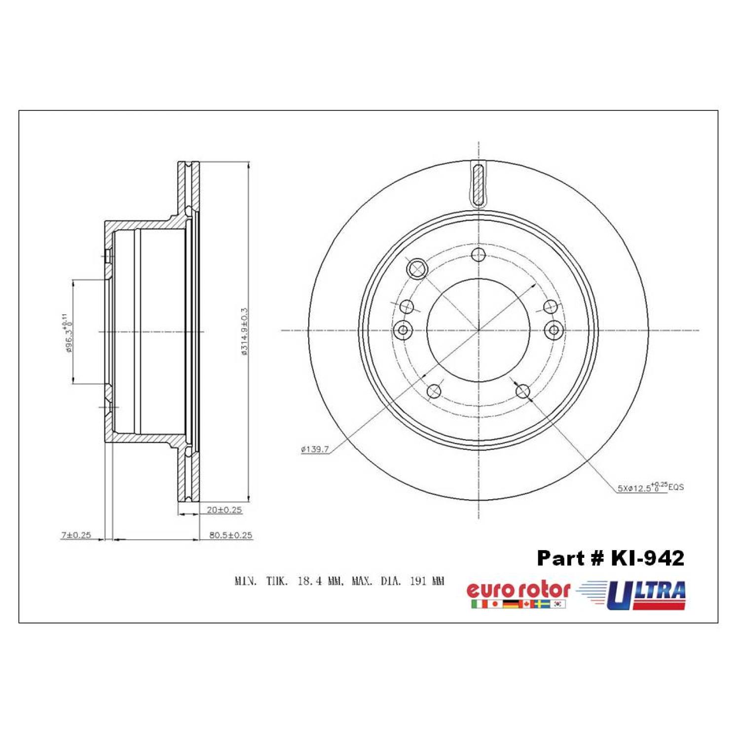 Eurorotor KI942 - Disc Brake Rotor Eurorotor KI942 Disc Brake Rotor product image 1 of 1