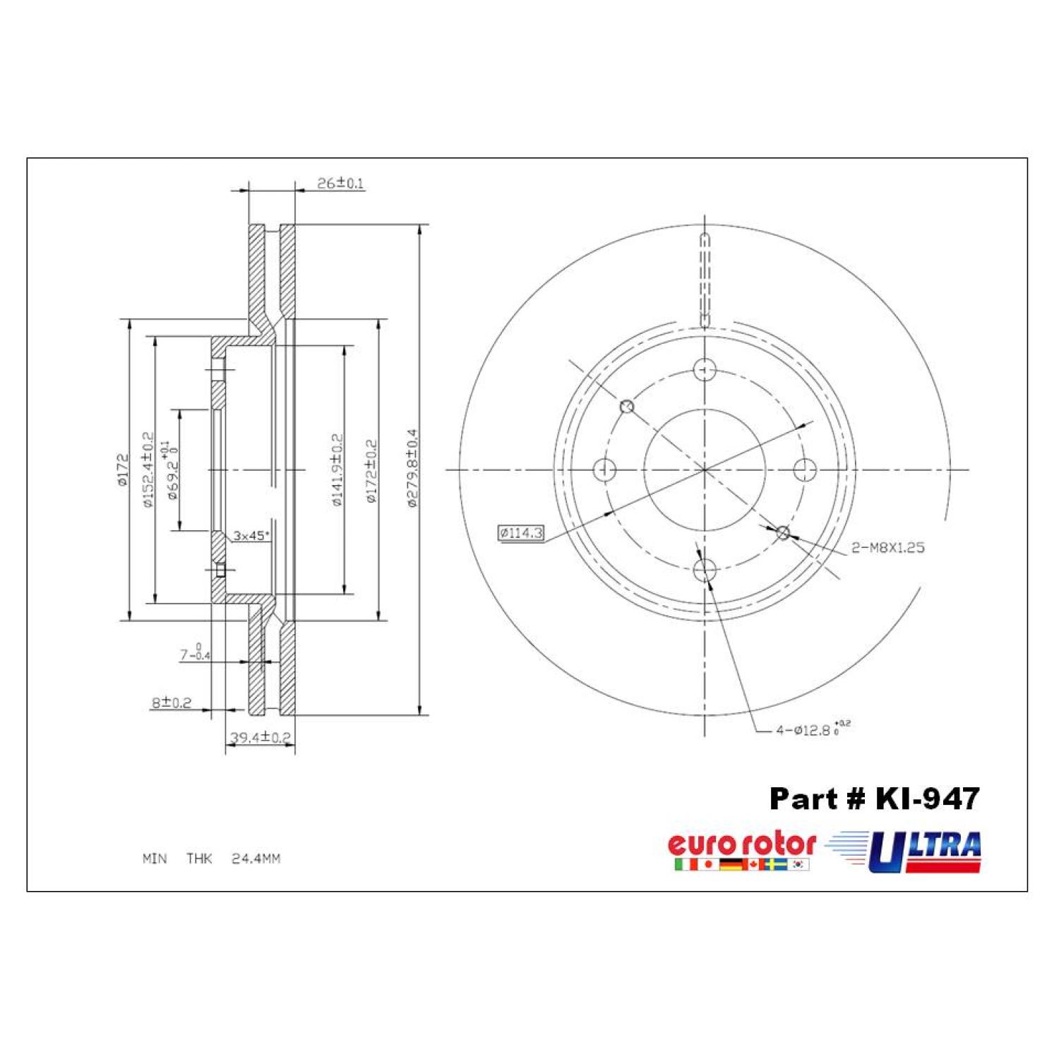 Eurorotor KI947 - Disc Brake Rotor Eurorotor KI947 Disc Brake Rotor product image 1 of 1