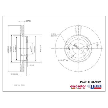 2009 Kia Rondo Disc Brake Rotor Front Eurorotor KI952 image 1 of 1