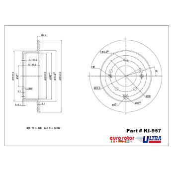 2013 Kia Forte Koup Disc Brake Rotor Rear Eurorotor KI957 image 1 of 1
