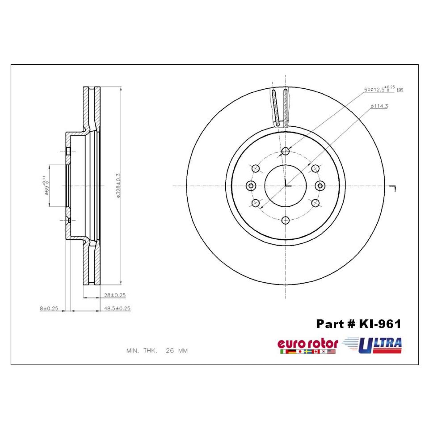 Eurorotor KI961 - Disc Brake Rotor Eurorotor KI961 Disc Brake Rotor product image 1 of 1