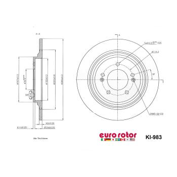 2022 Hyundai Tucson Disc Brake Rotor Rear Eurorotor KI983 image 1 of 1