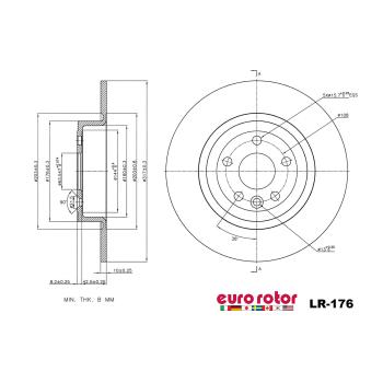 2016 Land Rover Range Rover Evoque Disc Brake Rotor Rear Eurorotor LR176 image 1 of 1
